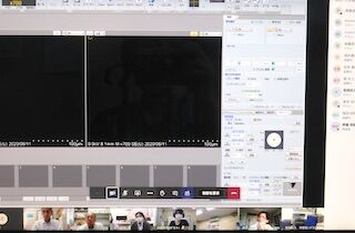 Teamsを用いた完全遠隔操作の実証実験の様子